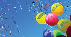 Palmetto First balloons and confetti.
