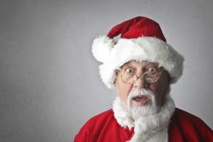 Santa with shocked look on face