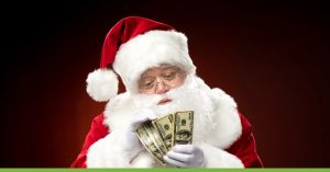 santa counting stack of money