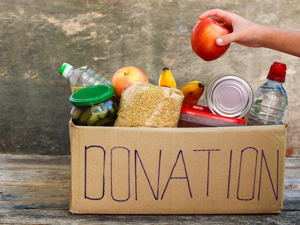 Donation box with food.